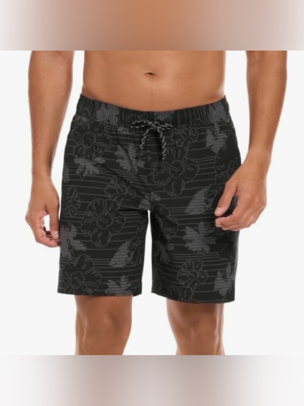 Hurley Black Gray Hibiscus Volley Boardshorts Swim Trunks 7.5” Inseam Mens XXL